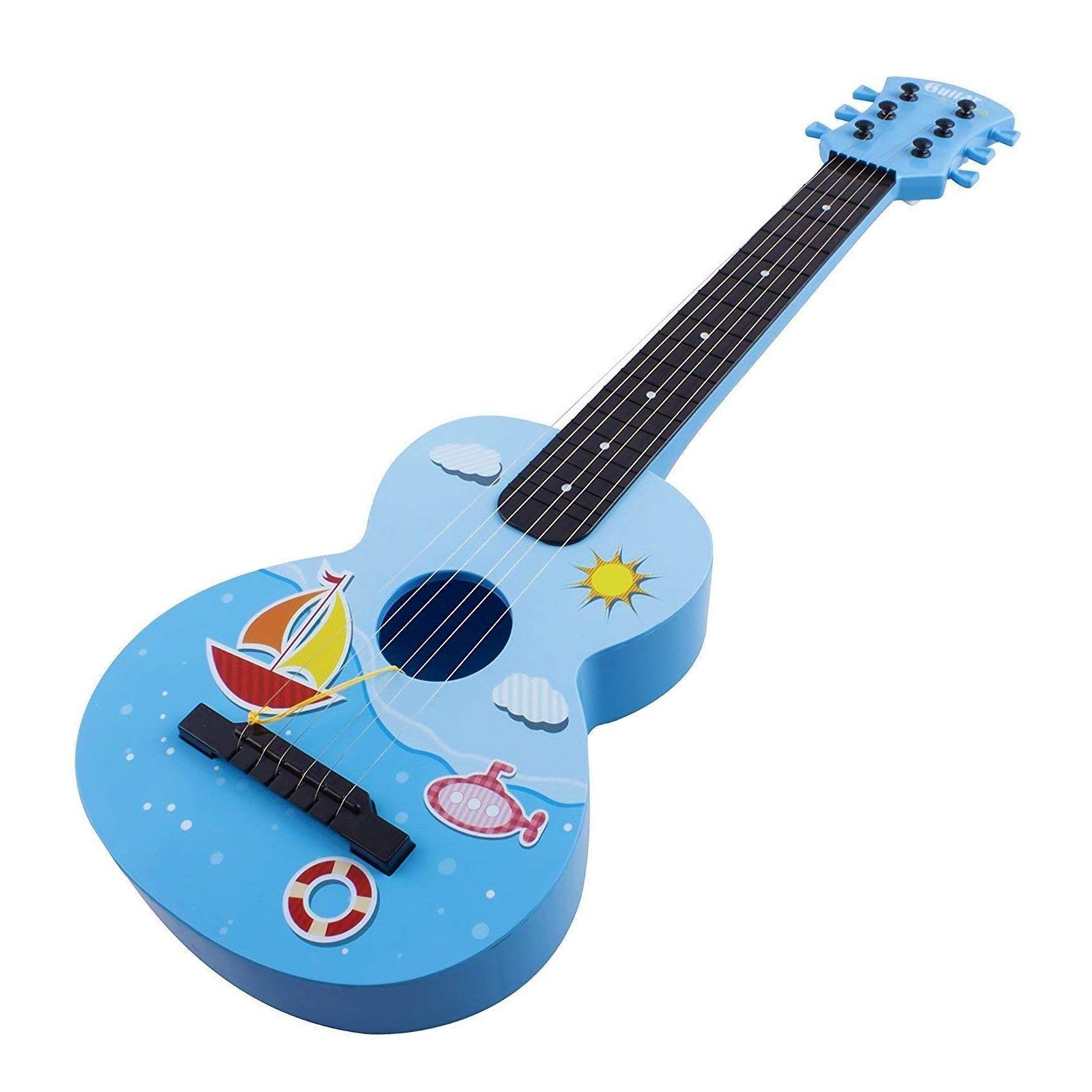 Toy Guitar Rock Star 6 String Acoustic Kids Ukulele With Guitar Pick Children's Musical Instrument Vibrant Sound And Colors Tunable Strings Educational And Perfect For Learning How To Play Blue