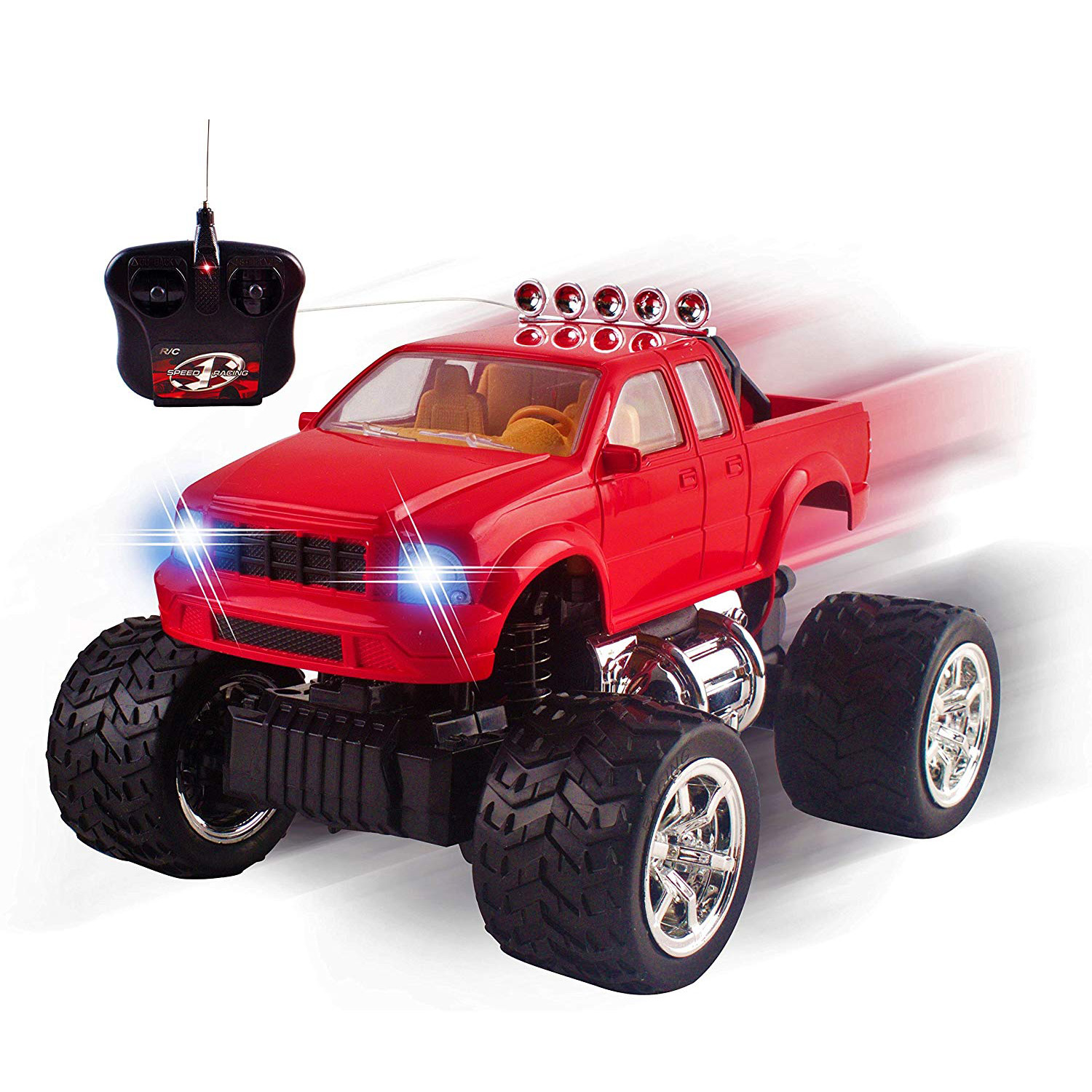 RC Truck Off-Road Series 1:20 Mini Scale Big Wheel Remote Control Car With LED Headlights Ready to Run Fast Nimble Handling Monster Trucks Beast Buggy Toy (Red)