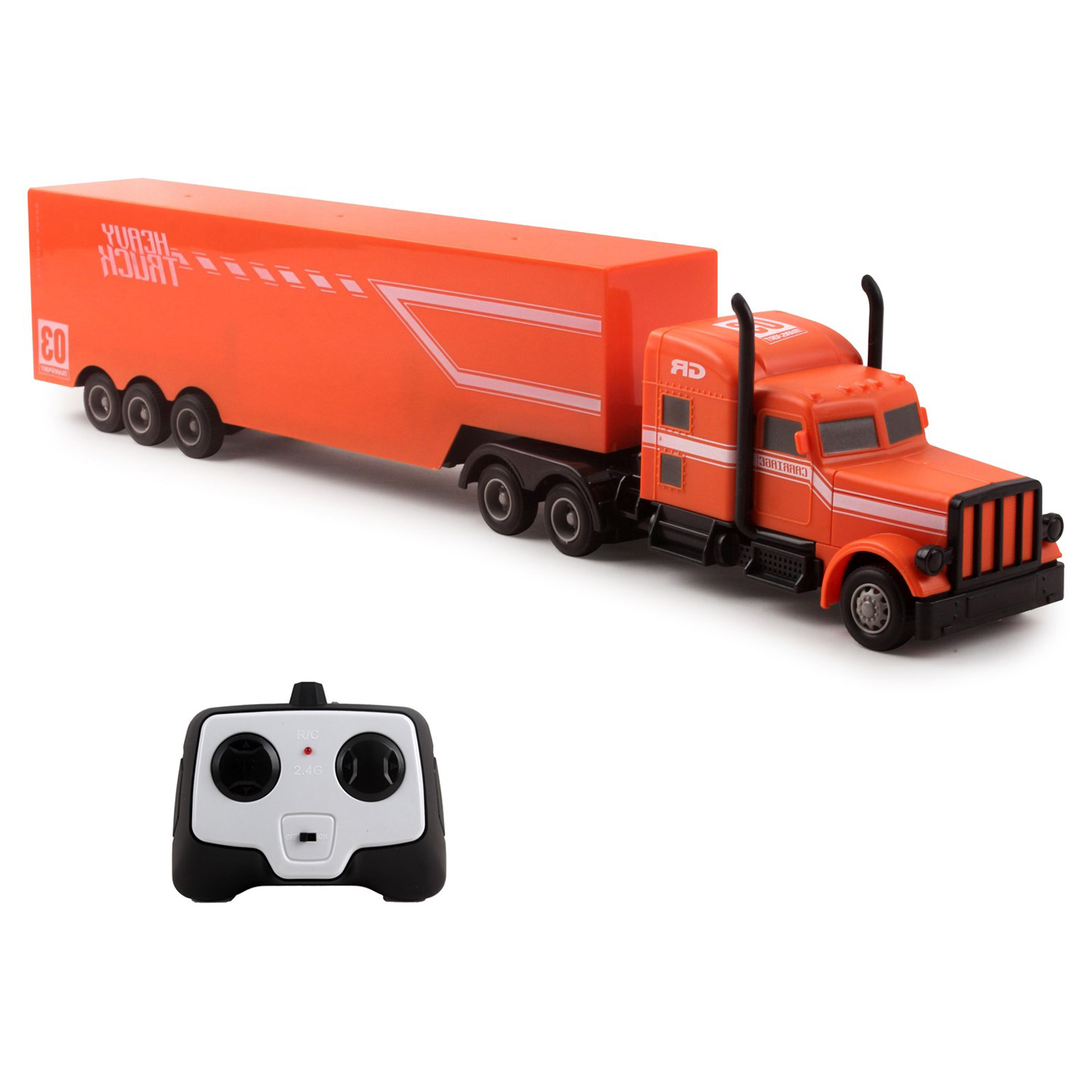 Large RC Semi Truck Trailer 18” 2.4Ghz Fast Speed 1:16 Scale Electric Hauler Rechargeable Remote Control Kids Big Rig Toy Carrier Van Transporter Vehicle Full Cargo Perfect Gift For Children