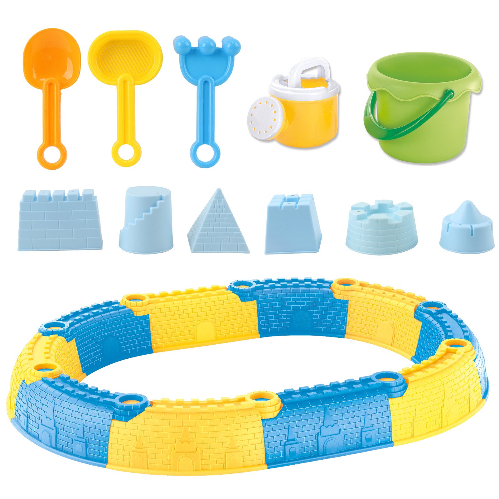 23 Piece Beach Toy Sand Castle Set Includes Molds Tools Bucket Shovel Rake Sifter And Watering Can Perfect For Outdoor Fun Kids Pretend Play Great Gift For Preschool Children Boys Girl Toddlers