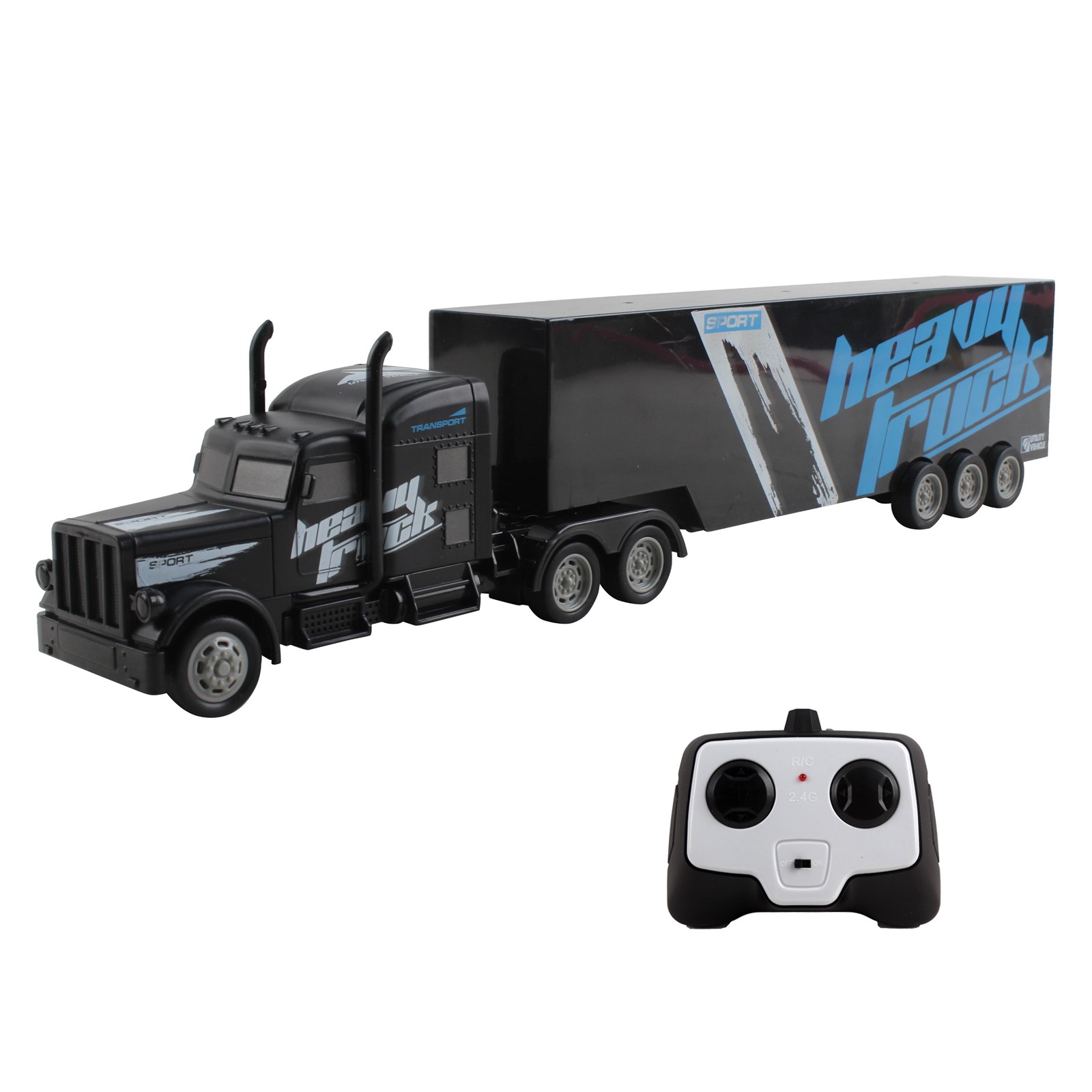 Vokodo RC Semi Truck And Trailer 18 Inch 2.4Ghz Fast Speed 1:16 Scale Electric Hauler Rechargeable Battery Included Remote Control Car Kids Big Rig Toy Vehicle Great Gift For Children Boy Girl (Black)