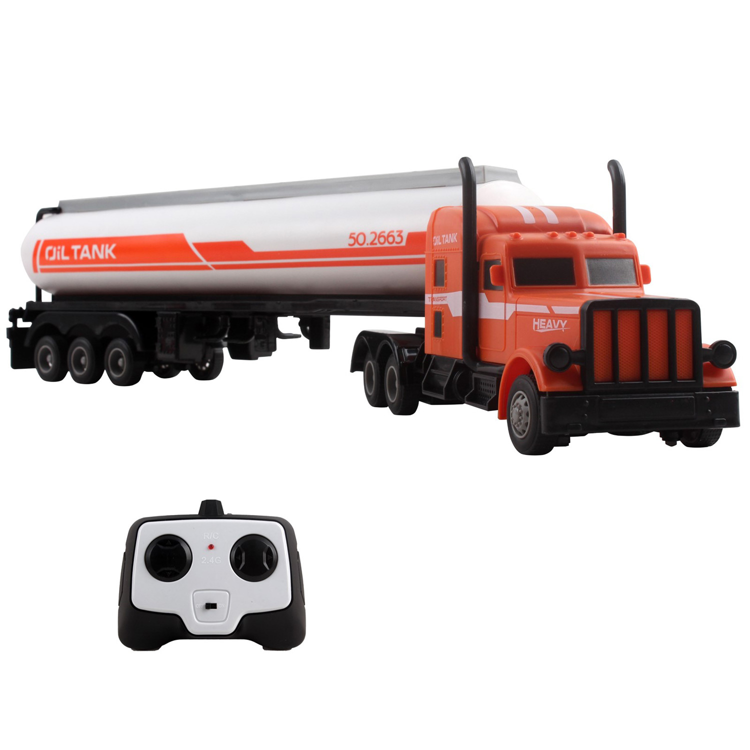 Large RC Semi Truck Fuel Trailer 18.7\" 2.4Ghz Fast Speed 1:16 Scale Electric Oil Hauler Rechargeable Remote Control Kids Big Rig Toy Carrier Transporter Cargo Vehicle Perfect Gift For Children