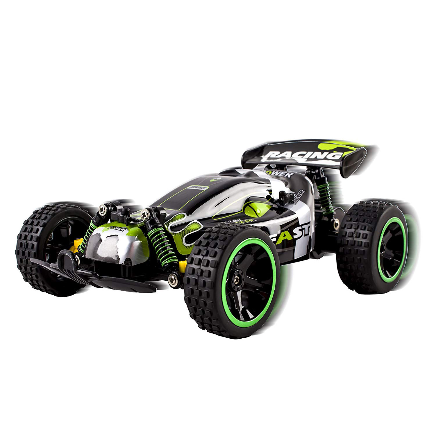 RC Buggy Truck 2.4Ghz System 1:18 Scale Remote Control High Speed Power With Working Off-Road Suspension Ready to Run Indoor And Outdoor Radio Car Toy Green