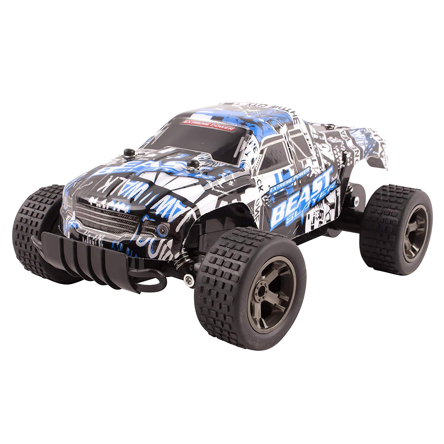 RC Truck Beast Cheetah King Buggy Remote Control 2.4 GHz System 1:18 Scale Size Car RTR With Working Suspension High Speed Radio Control Off-Road Hobby Truggy Rechargeable Battery Included (Blue)