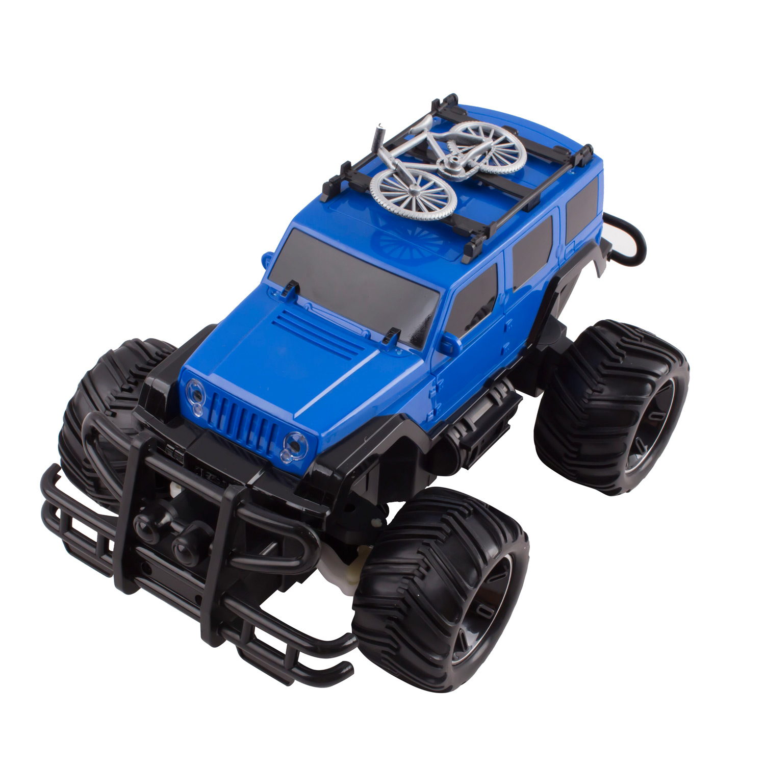 RC Truck Jeep Big Wheel Monster Remote Control Car With LED Headlights Ready to Run Includes Rechargeable Battery 116 Size Off-Road Beast Buggy Toy Blue