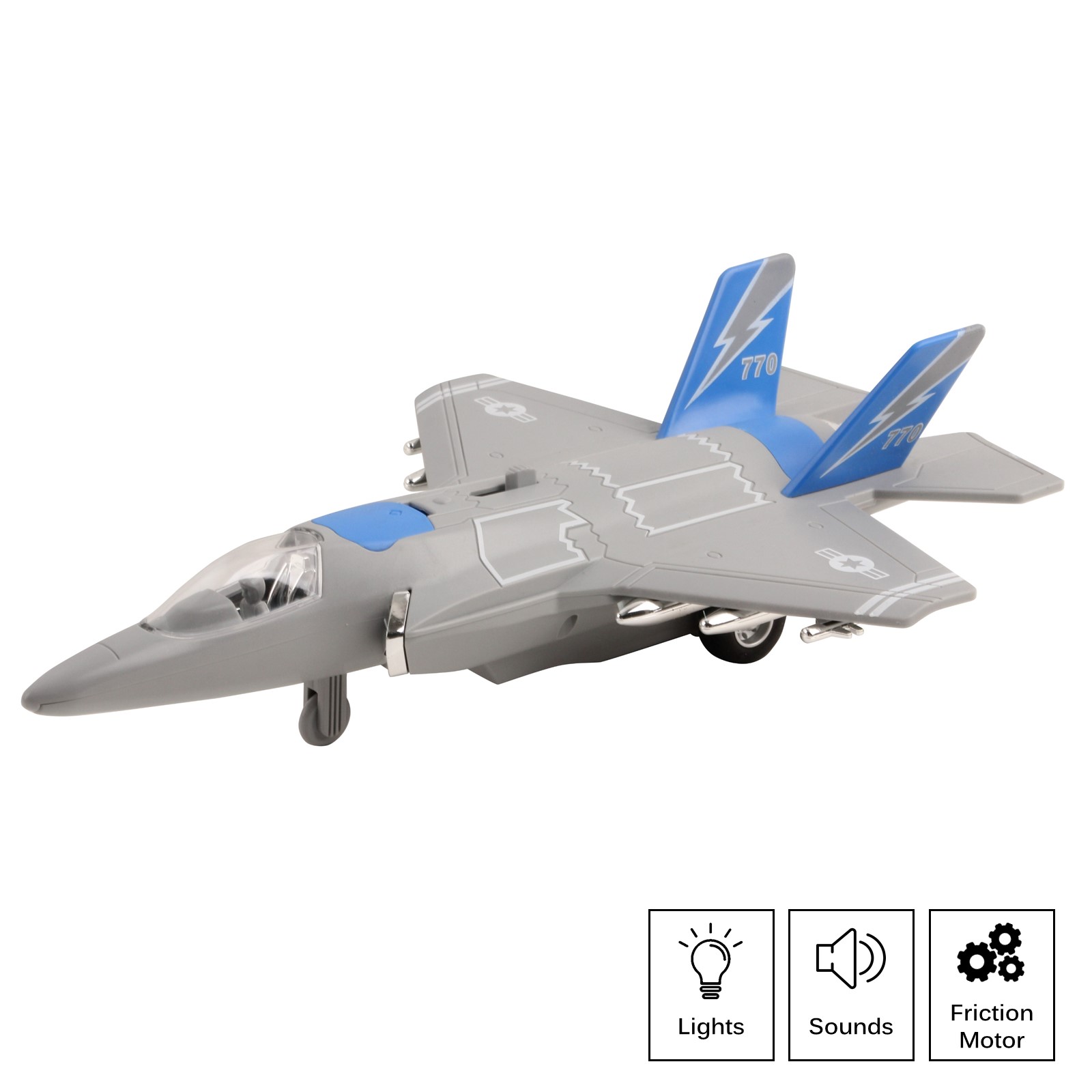 Army Air Force Fighter Jet F-22 Toy Military Airplane Friction Powered 1:16 Scale With Fun Lights And Sounds Pretend Play Quality Kids Action Bomber Aircraft Great Gift For Children Boys Girls