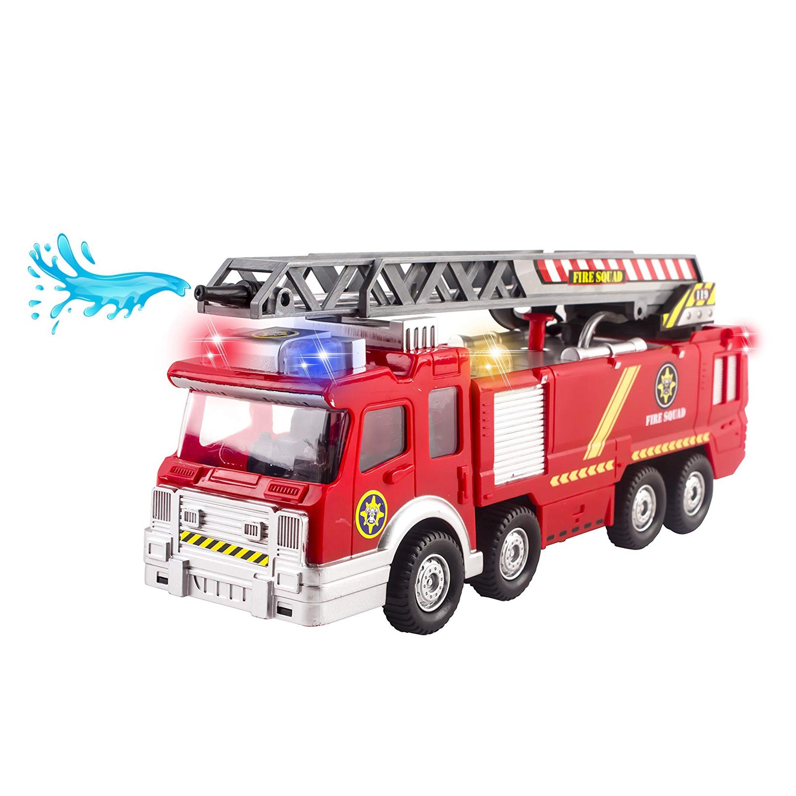 Fire Truck Toy Rescue With Shooting Water Flashing Lights and Siren Sounds Extending Ladder And Water Pump Hose That Shoots Water Perfect Bump And Go Action Firetruck for Boys Girls